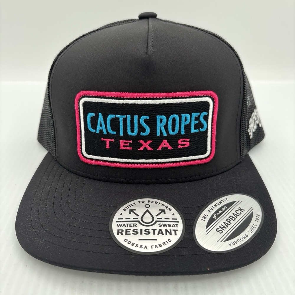 Hooey Cactus Ropes Texas Black/Teal/pink Mesh Back Adjustable Hat Adult One Size